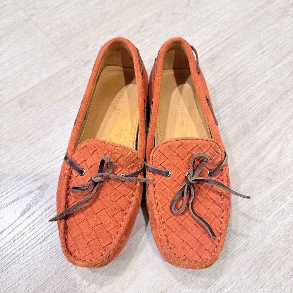 Bottega Veneta Orange Suede driving Loafers